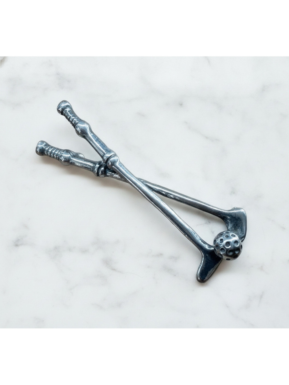 Vintage Taxco Mexican 925 Sterling Silver Crossed Golf Clubs Brooch Pin